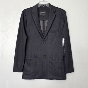 Liverpool Gray Black Herringbone Knit Stretch Casual Sport Blazer Size S